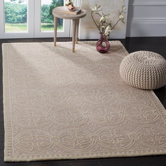 Safavieh Cambridge Damask 9 x 12 (ft) Tufted Wool Light Pink/Ivory Rectangular Indoor Abstract Area rug
