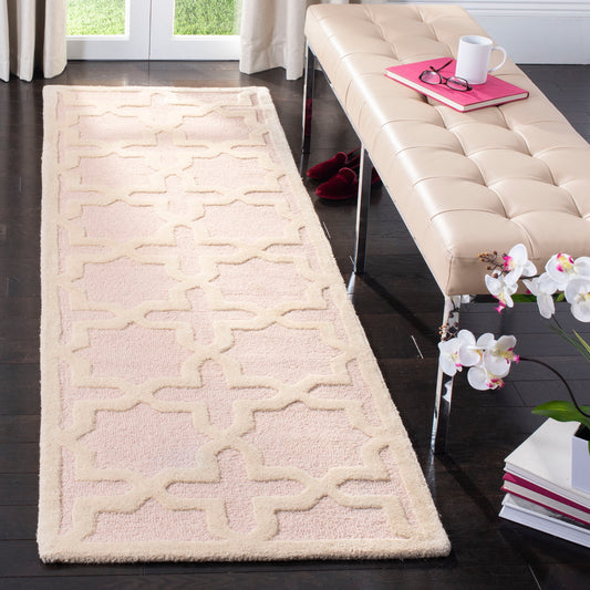Safavieh Cambridge Marakesh 3 x 8 (ft) Tufted Wool Light Pink/Ivory Rectangular Indoor Abstract Runner rug