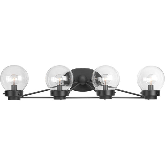 Progress Lighting Spatial 31.12-in 4 -Light Matte Black Modern/contemporary Vanity light 1007410