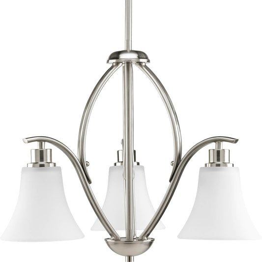 Progress Lighting Joy 3 -Light Brushed Nickel Traditional For Use in Bedrooms, Dining Rooms, Foyers, Kitchens, Living Rooms Chandelier 1160510