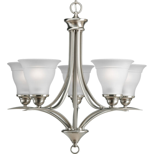 Progress Lighting Trinity 5 -Light Brushed Nickel Transitional For Use in Bedrooms, Dining Rooms, Foyers, Kitchens, Living Rooms Chandelier 1160509
