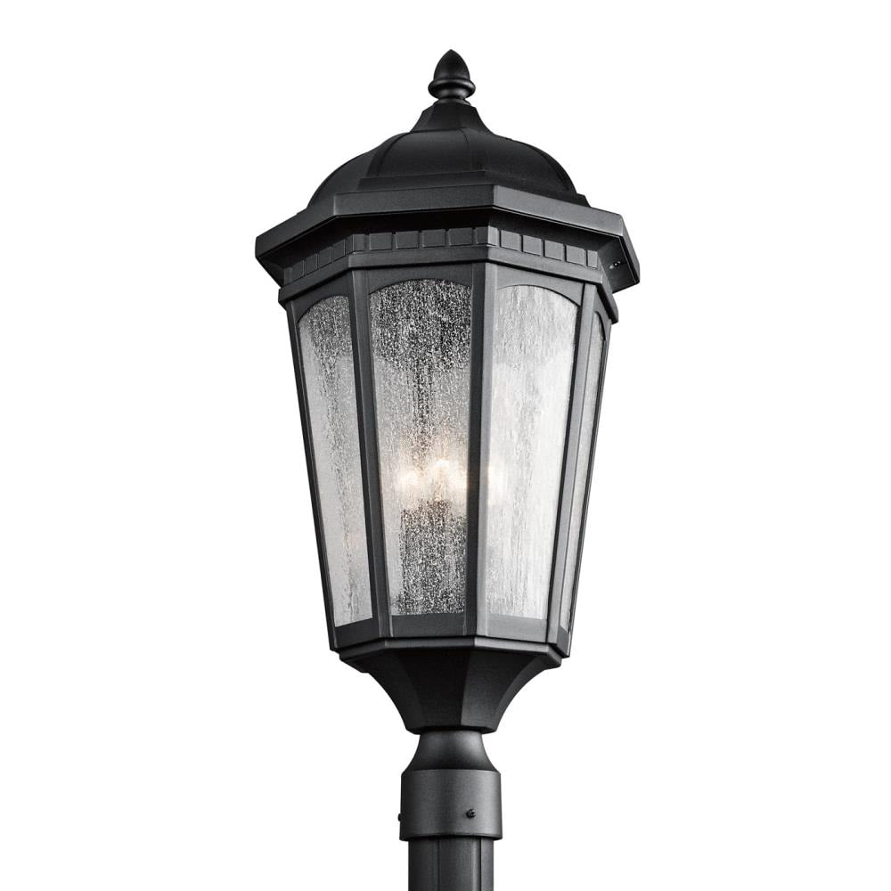 Kichler Courtyard 27.5-in Textured Black Traditional Outdoor Light post lantern 1253780