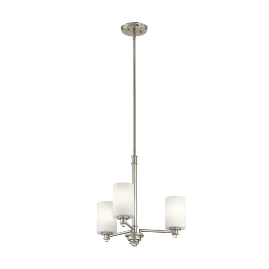 Kichler Joelson 3 -Light Brushed Nickel Modern/contemporary For Use in Dining Rooms, Foyers, Kitchens, Living Rooms Chandelier 1252760