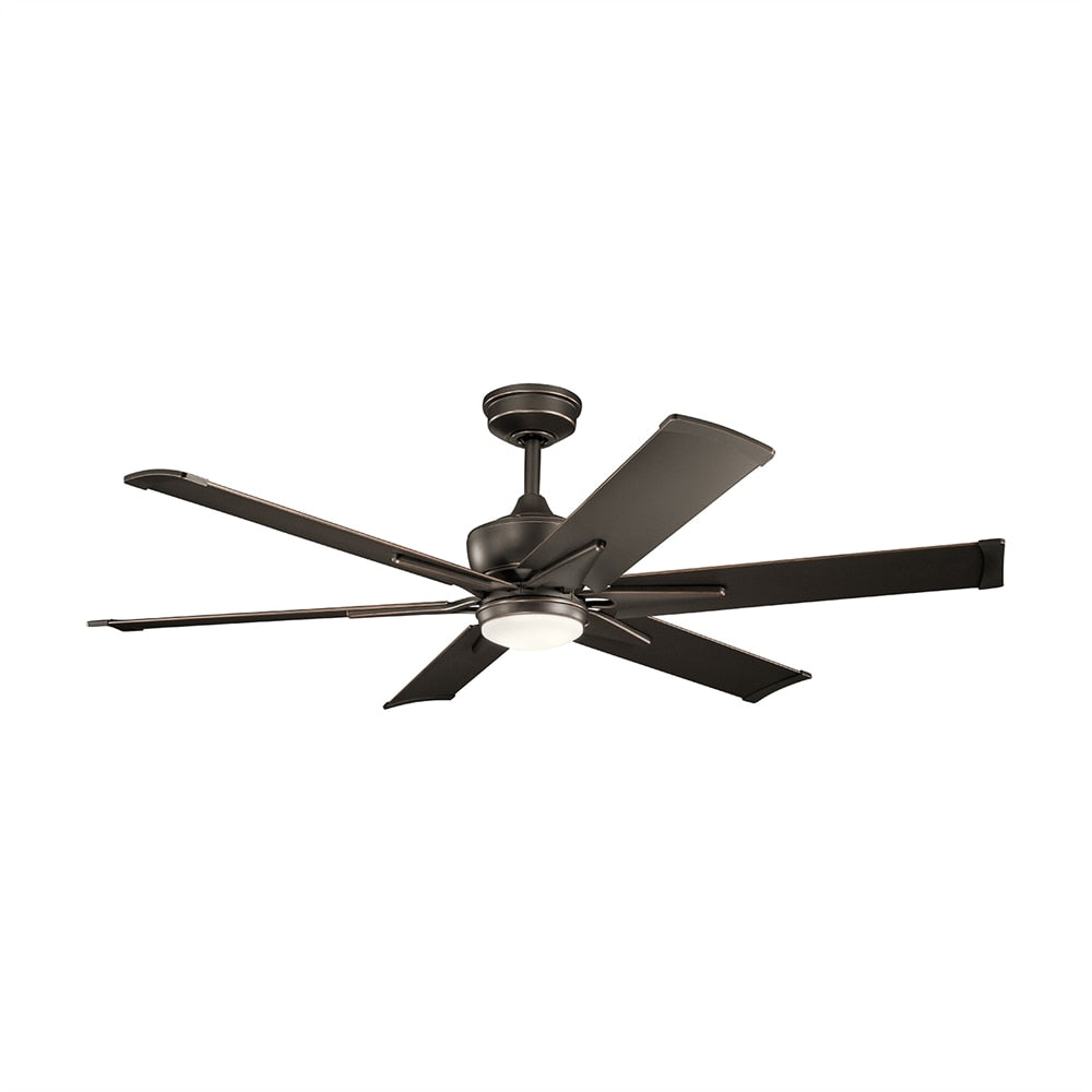 Kichler Szeplo 60-in Integrated LED Outdoor Olde Bronze with Olde Bronze Blades Ceiling Fan With Light - Remote Included ( 6 -Blade ) 1254144