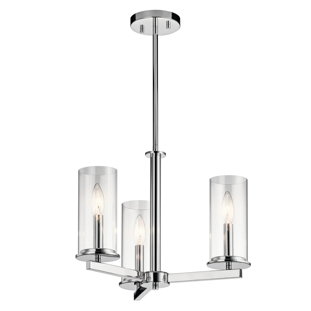 Kichler Crosby 3 -Light Chrome Modern/contemporary For Use in Dining Rooms, Foyers, Kitchens, Living Rooms Chandelier 1252790
