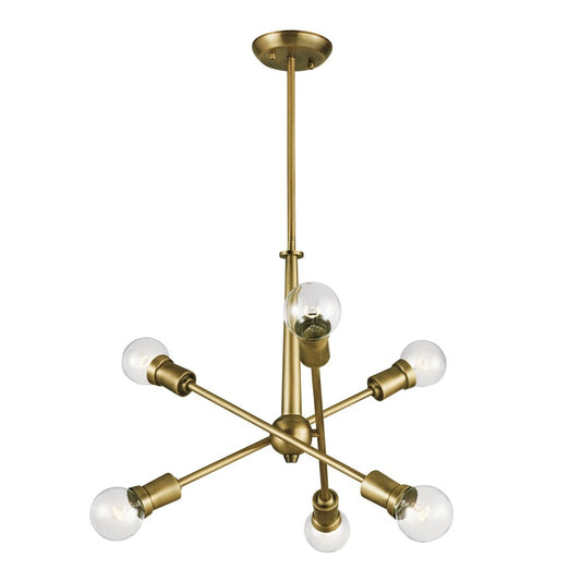 Kichler Armstrong 6 -Light Brass Mid-century For Use in Bedrooms, Dining Rooms, Foyers, Kitchens, Living Rooms Chandelier 1252794