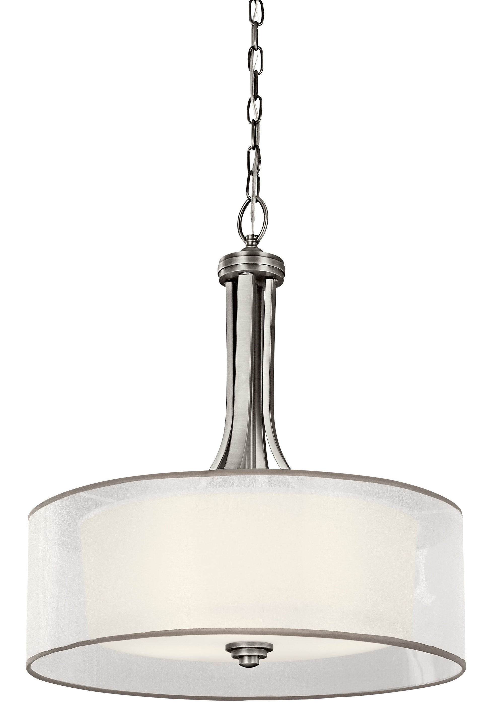 Kichler Lacey 3 -Light Antique pewter Transitional Etched glass Drum Medium Hanging Pendant light 1253155