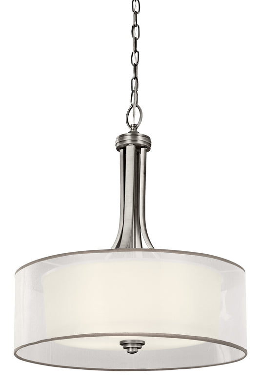 Kichler Lacey 3 -Light Antique pewter Transitional Etched glass Drum Medium Hanging Pendant light 1253155