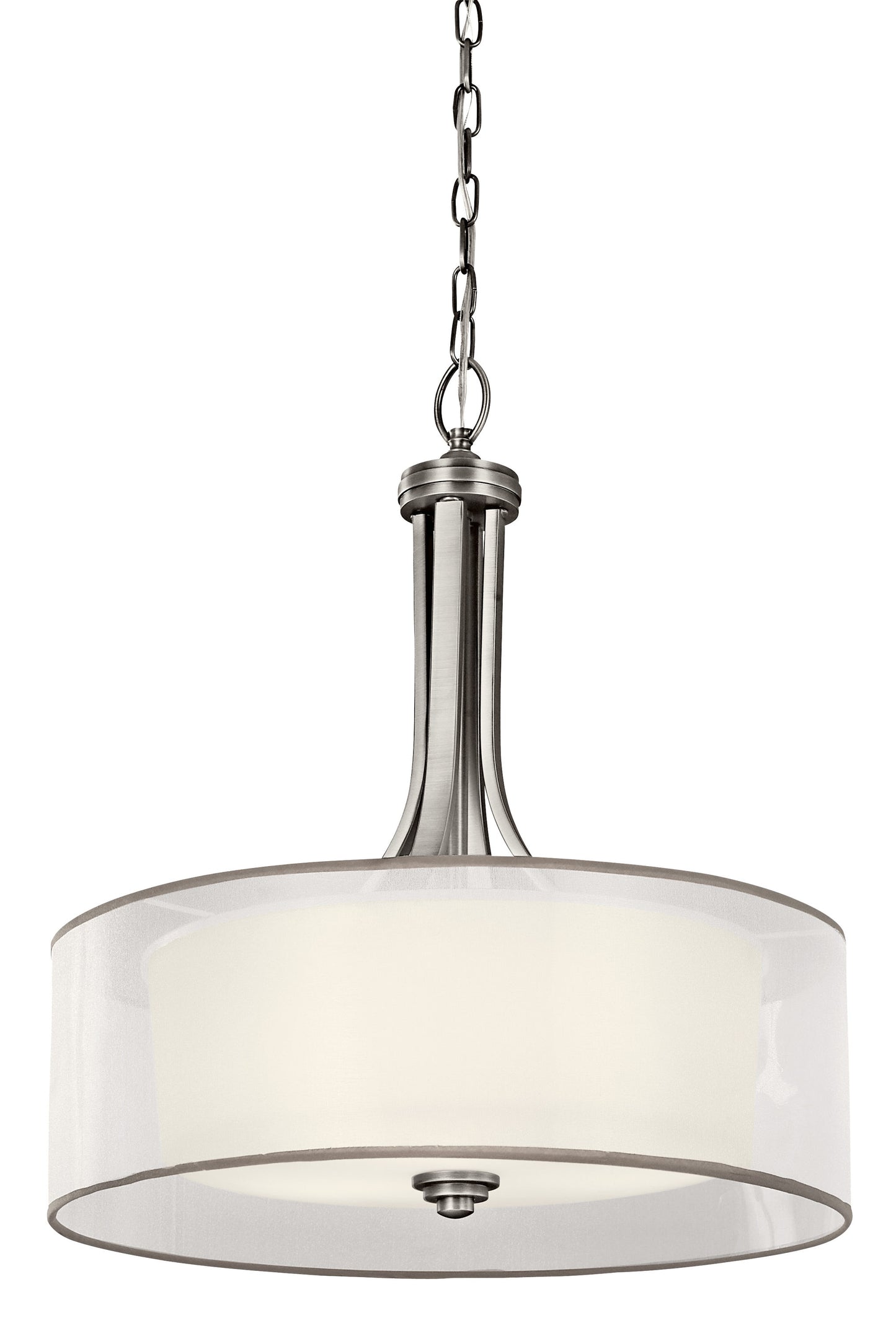 Kichler Lacey 3 -Light Antique pewter Transitional Etched glass Drum Medium Hanging Pendant light