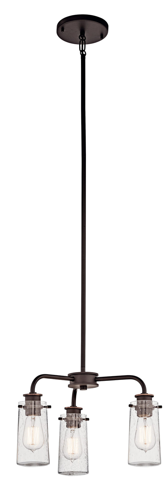 Kichler Braelyn 3 -Light Bronze Farmhouse For Use in Bedrooms, Dining Rooms, Foyers, Kitchens, Living Rooms Chandelier 1335885