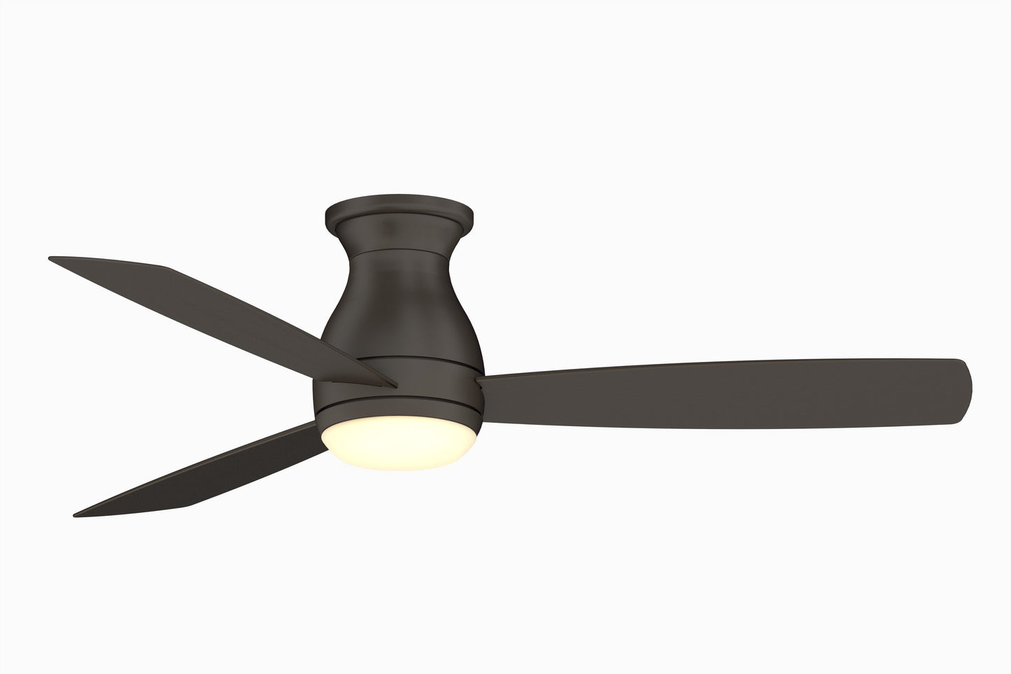 Fanimation Hugh 52-in Integrated LED Outdoor Flush Mount Matte Greige with Matte Greige Blades Ceiling Fan With Light - Remote Included ( 3 -Blade ) 1391674
