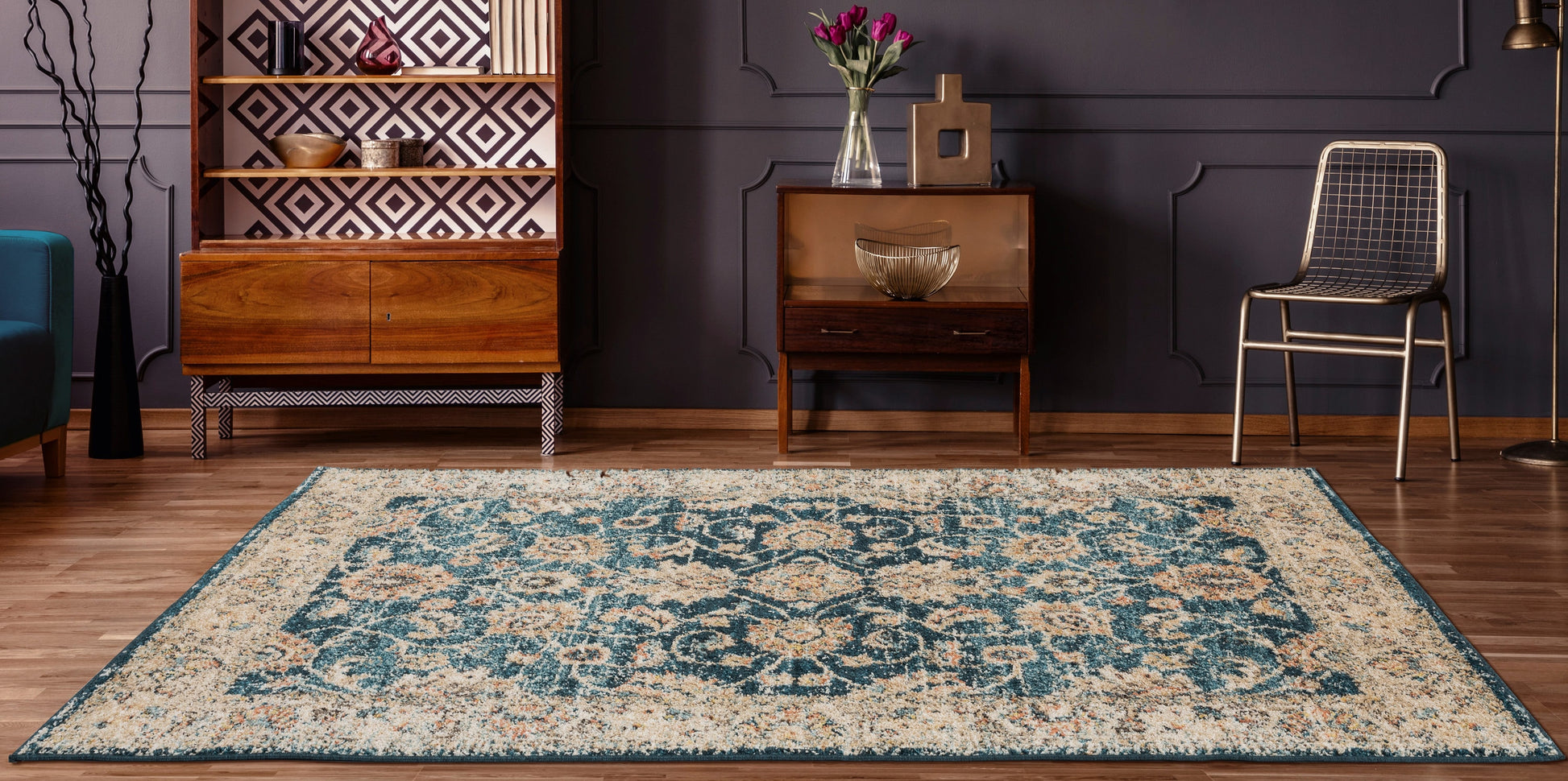 United Weavers Of America Marrakesh 8 x 11 (ft) Cerulean Rectangular Indoor Border Area rug