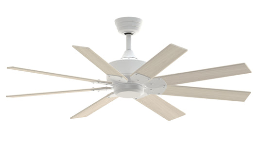 Fanimation Levon Custom 52-in Matte White with White Washed Blades Indoor/Outdoor Smart Ceiling Fan Light Kit Compatible and Remote (8-Blade) FPD7912BMW-52WW