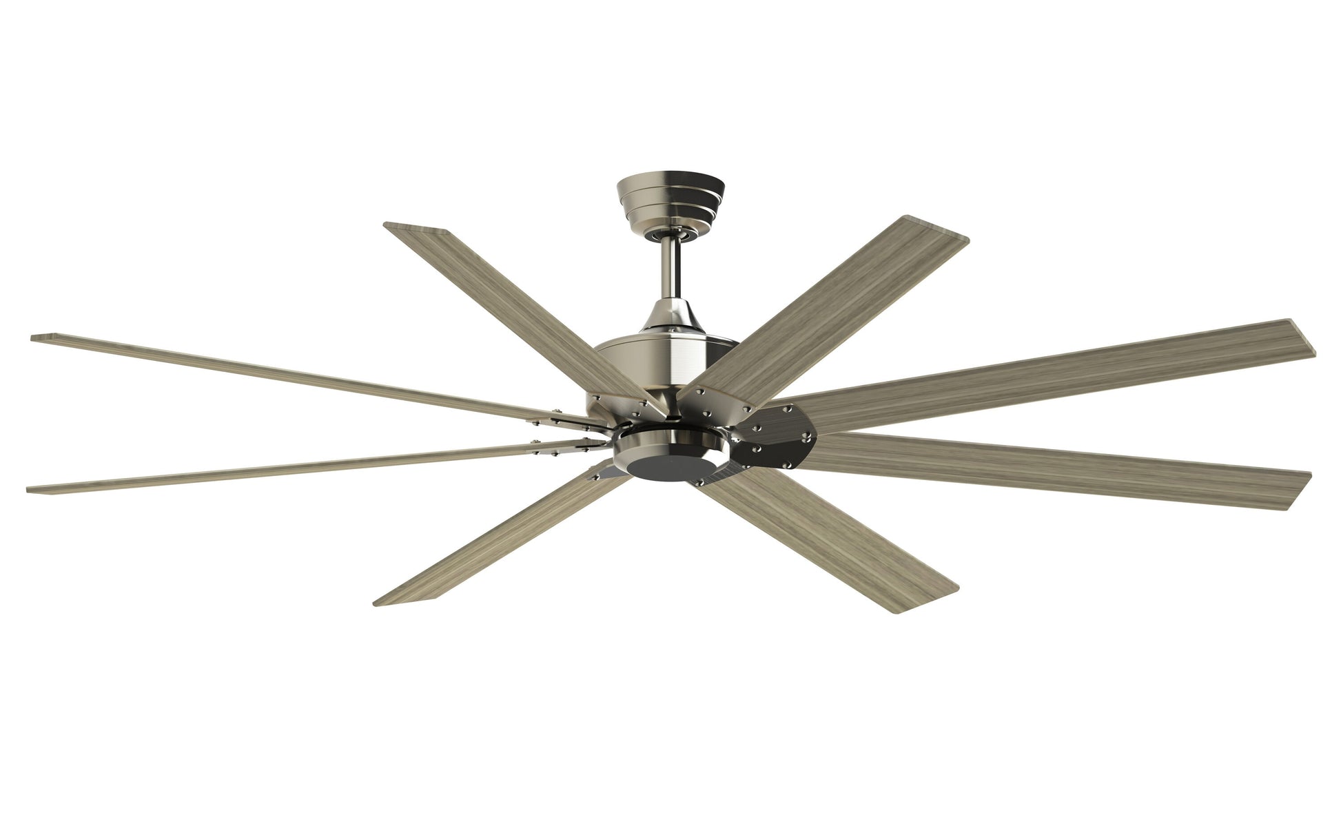 Fanimation Levon Custom 72-in Brushed Nickel with Washed Pine Blades Indoor/Outdoor Smart Ceiling Fan Light Kit Compatible and Remote (8-Blade) FPD7912BBN-72WP