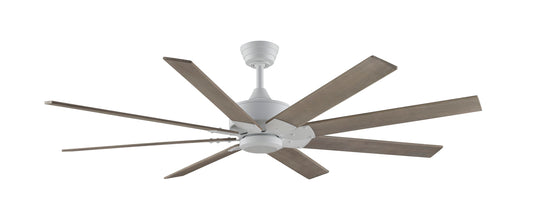 Fanimation Levon Custom 64-in Matte White with Washed Pine Blades Indoor/Outdoor Smart Ceiling Fan Light Kit Compatible and Remote (8-Blade) FPD7912BMW-64WP