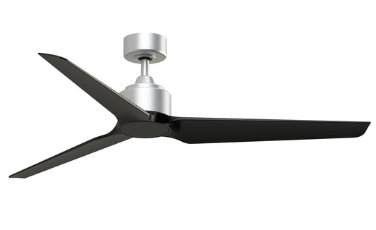 Fanimation TriAire Custom 60-in Silver with Black Blades Indoor/Outdoor Smart Propeller Ceiling Fan Light Kit Compatible and Remote (3-Blade) FPD8514SLW-60BLW