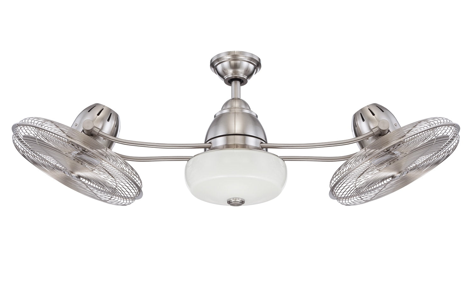 Craftmade Bellows II 48-Inches Brushed Nickel with Brushed nickel Blades Indoor Downrod or flush mount Standard Ceiling Fan With Light and Remote ( 6 -Blade) 1518578