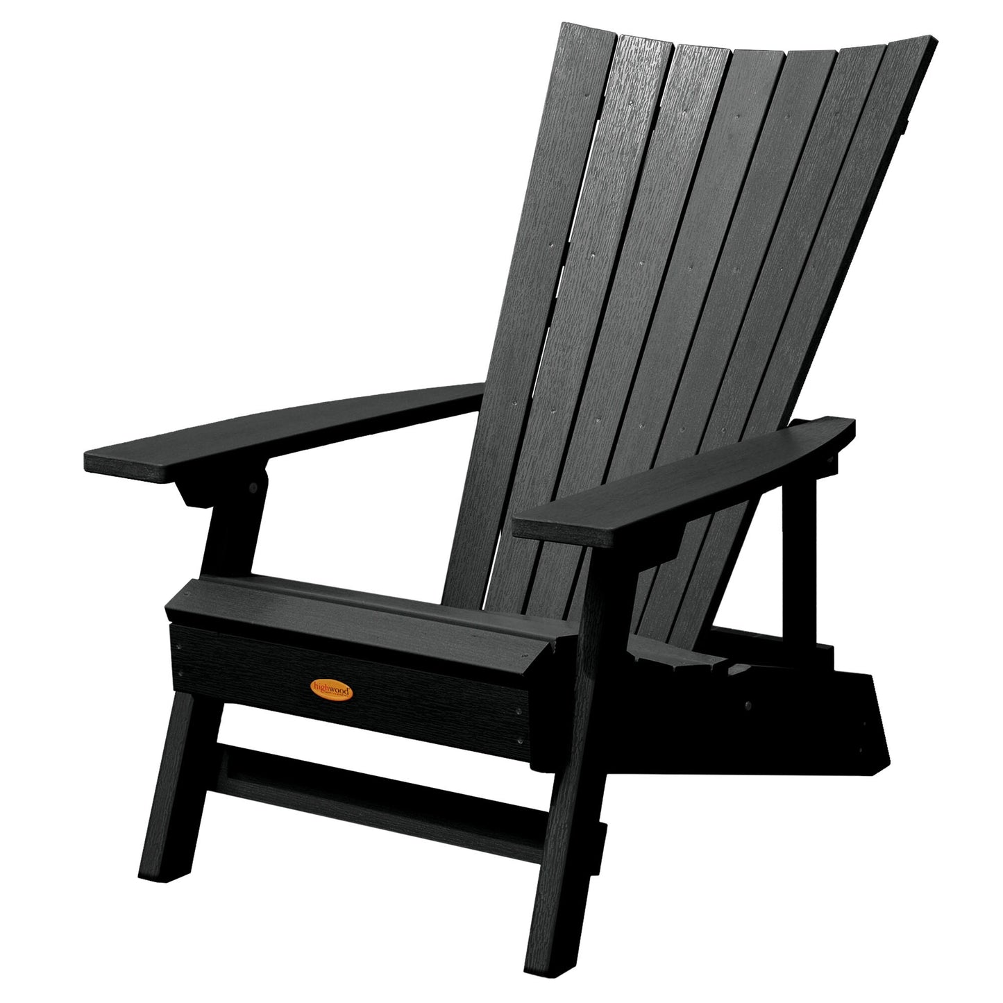 highwood Manhattan Beach Black Poly-lumber Frame Stationary Adirondack Chair with Slat Seat