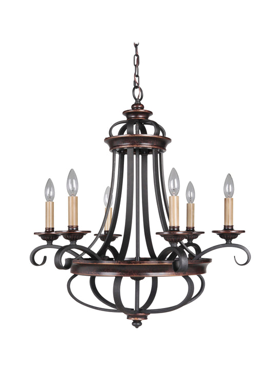 Craftmade Stafford 6 -Light Bronze Traditional For Use in Bedrooms, Dining Rooms, Foyers, Living Rooms Chandelier 1520289