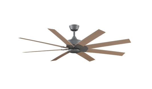 Fanimation Levon Custom 64-in Galvanized with Natural Blades Indoor/Outdoor Smart Ceiling Fan Light Kit Compatible and Remote (8-Blade) FPD7912BGZ-64N
