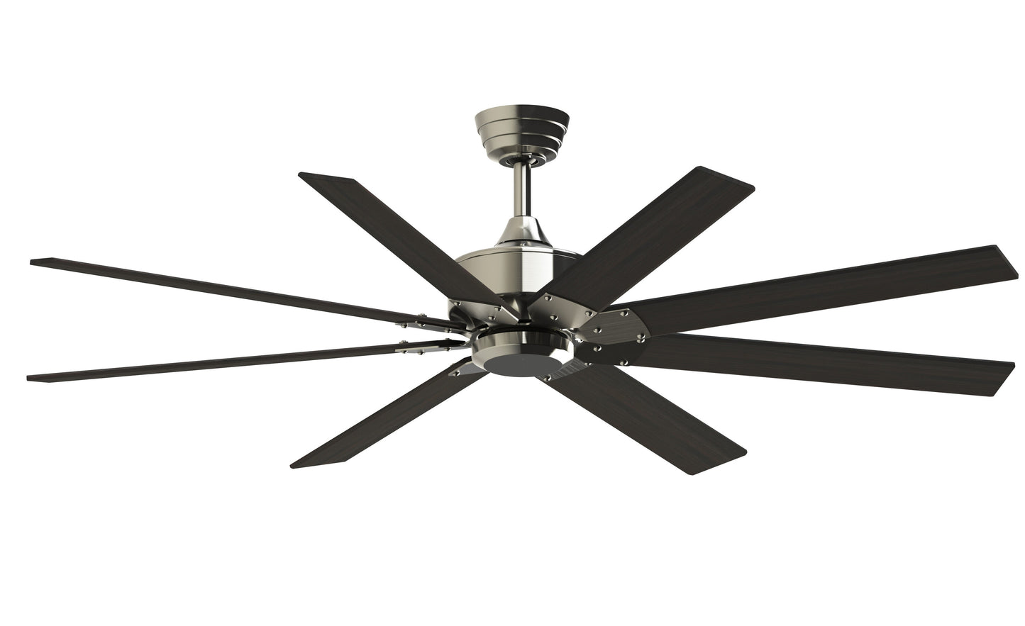 Fanimation Levon Custom 64-in Brushed Nickel with Dark Walnut Blades Indoor/Outdoor Smart Ceiling Fan Light Kit Compatible and Remote (8-Blade) FPD7912BBN-64DWA