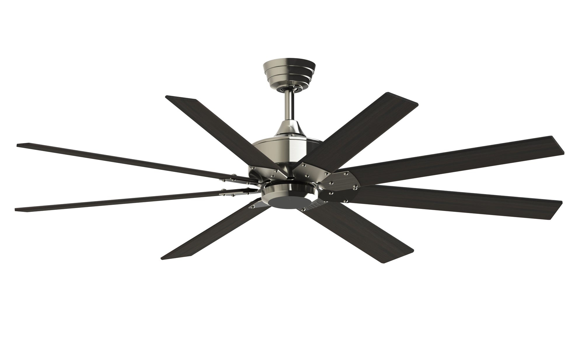 Fanimation Levon Custom 64-in Brushed Nickel with Dark Walnut Blades Indoor/Outdoor Smart Ceiling Fan Light Kit Compatible and Remote (8-Blade) FPD7912BBN-64DWA
