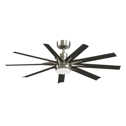 Fanimation Odyn Custom 56-in Brushed Nickel with Dark Walnut Blades Color-changing Integrated LED Indoor/Outdoor Smart Ceiling Fan with Light and Remote (9-Blade) FPD8152BNW-56DWAW