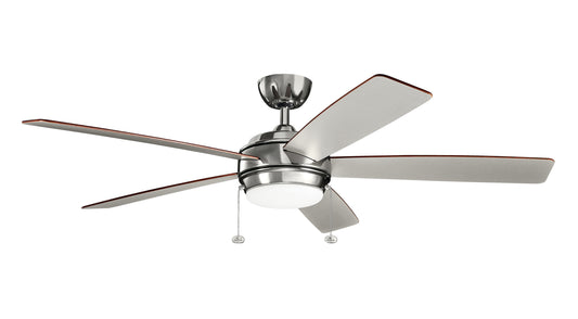 Kichler Starkk 60-in Integrated LED Polished Nickel with Silver/Walnut Blades Ceiling Fan With Light ( 5 -Blade ) 1694939