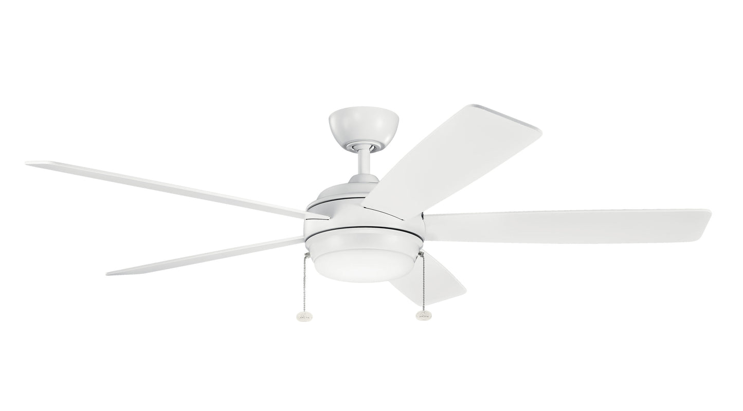 Kichler Starkk 60-in Integrated LED Matte White with Matte White Blades Ceiling Fan With Light ( 5 -Blade ) 1694941