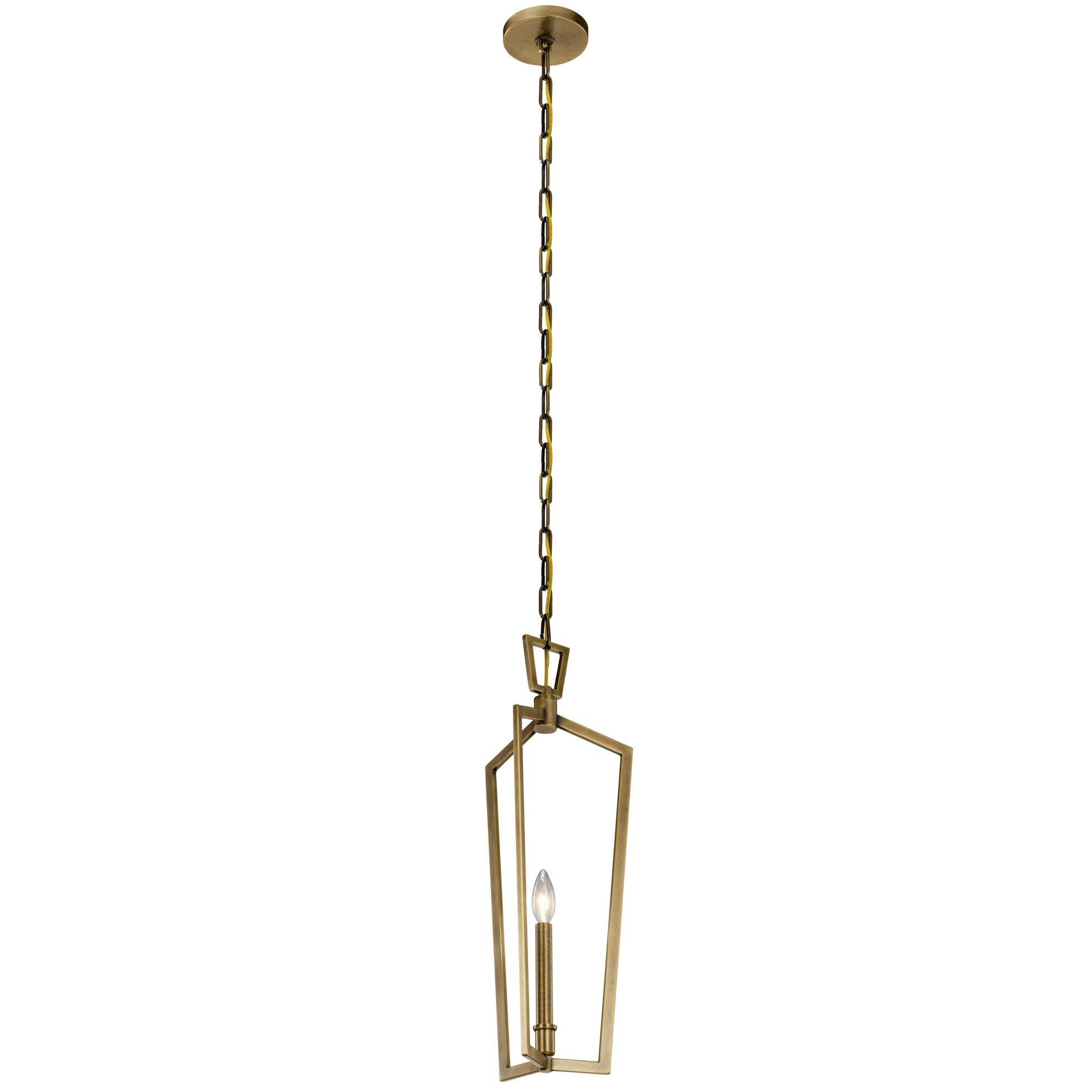 Kichler Abbotswell 1 -Light Natural Brass Traditional Lantern Large Hanging Pendant light 1958941