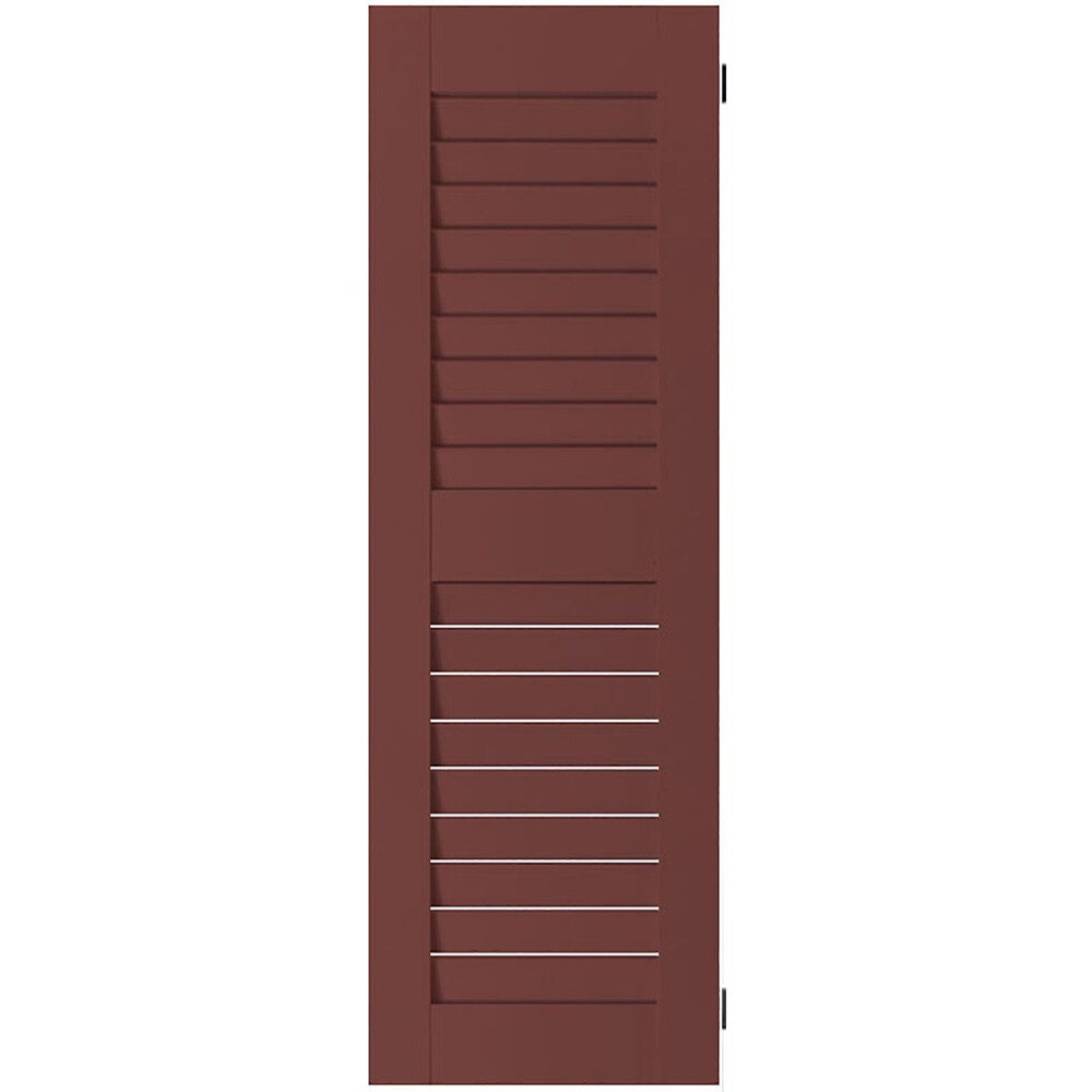 Ekena Millwork 12-in W x 64-in H Cottage Red Louvered Wood Exterior Shutters ( 2 -Pack )