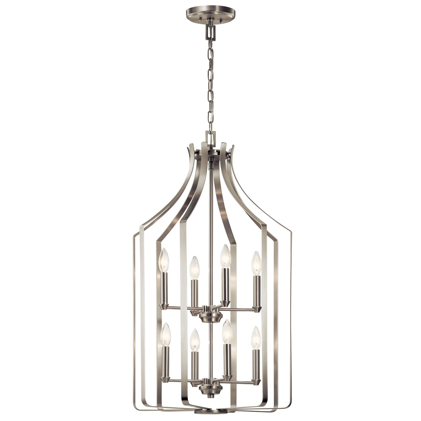 Kichler Morrigan 8 -Light Brushed Nickel Traditional Cage For Use in Bedrooms, Dining Rooms, Foyers, Kitchens, Living Rooms Chandelier 1958848