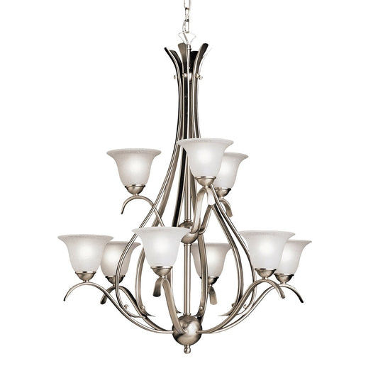 Kichler Dover 9 -Light Brushed Nickel Transitional For Use in Dining Rooms, Foyers, Chandelier 1252606