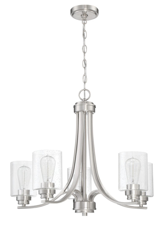 Craftmade Bolden 5 -Light Brushed Nickel Transitional For Use in Bedrooms, Dining Rooms, Foyers, Kitchens, Living Rooms Chandelier 2180062