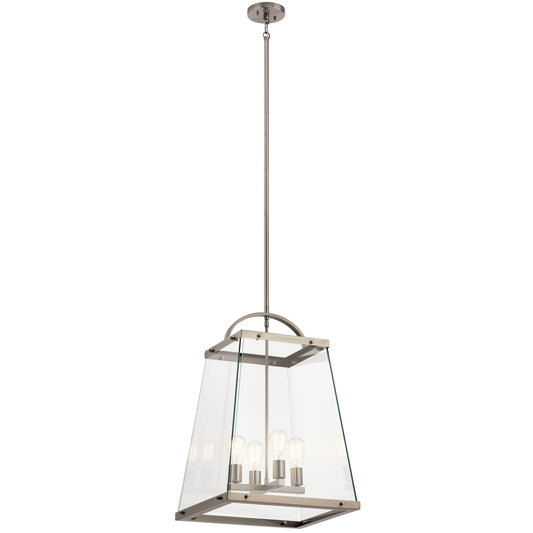 Kichler Darton 4 -Light Classic Pewter Transitional Clear glass Lantern Medium Hanging Pendant light