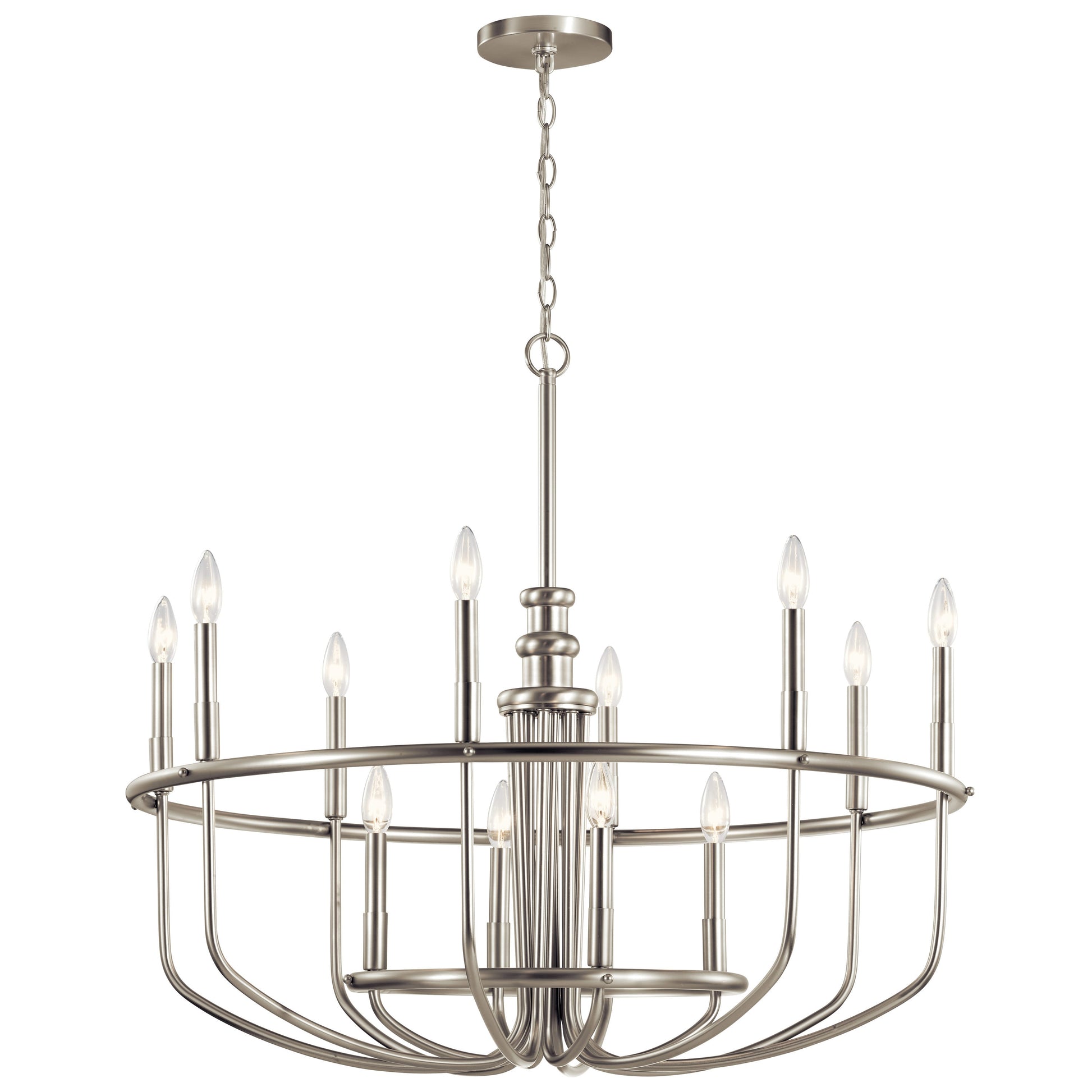 Kichler Capitol Hill 12 -Light Brushed Nickel Traditional For Use in Bedrooms, Dining Rooms, Foyers, Kitchens, Living Rooms Chandelier 2221015