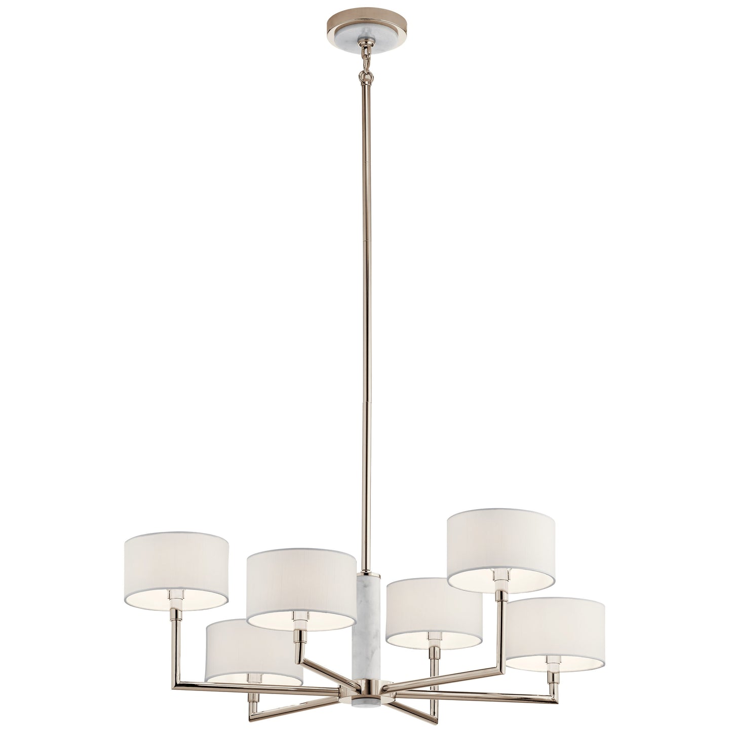 Kichler Laurent 6 -Light Polished Nickel Mid-century For Use in Bedrooms, Dining Rooms, Foyers, Kitchens, Living Rooms Chandelier 2220956