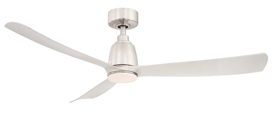 Fanimation Kute 52-in Brushed Nickel Color-changing Integrated LED Indoor/Outdoor Smart Propeller Ceiling Fan with Light and Remote (3-Blade) FPD8534BN-LK