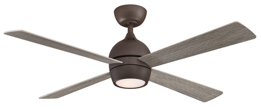 Fanimation Kwad 52-in Integrated LED Matte Greige with Weathered Wood Blades Ceiling Fan With Light - Remote Included ( 4 -Blade ) 2411265