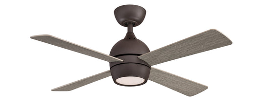 Fanimation Kwad 44-in Integrated LED Matte Greige with Weathered Wood Blades Ceiling Fan With Light - Remote Included ( 4 -Blade ) 2411259