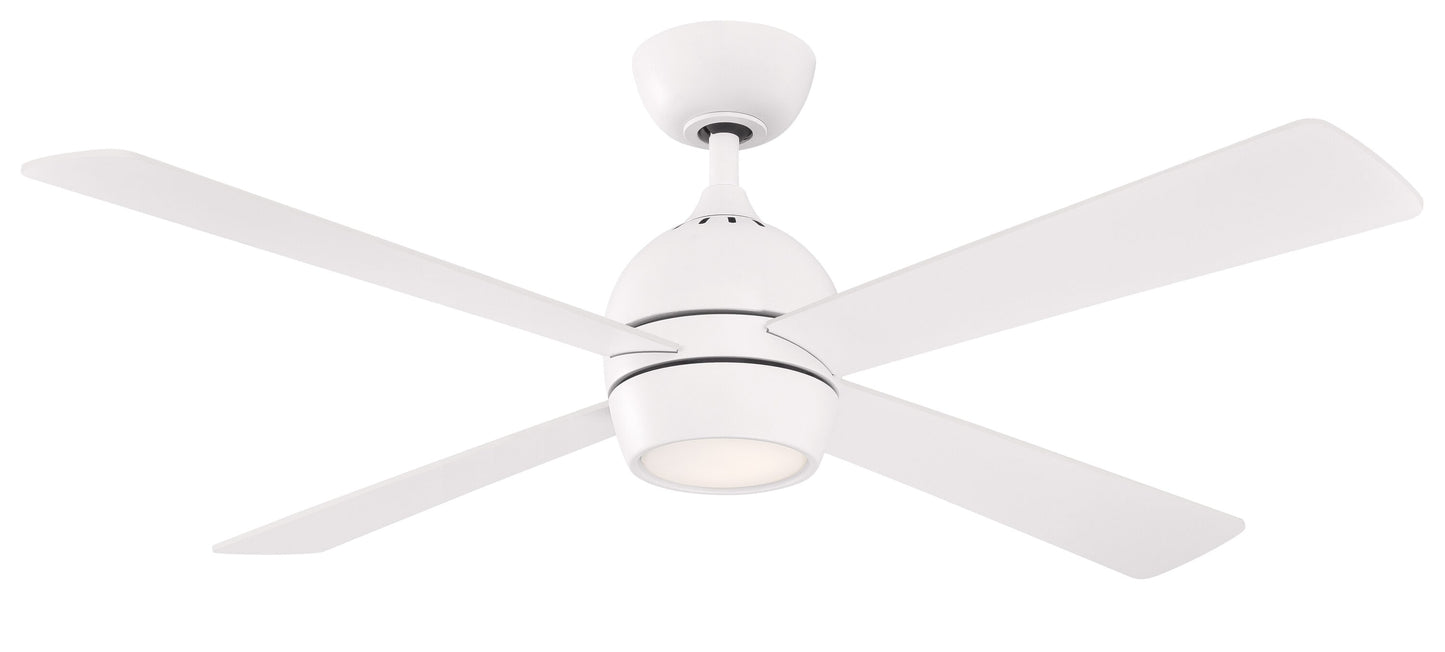 Fanimation Kwad 52-in Integrated LED Matte White with Matte White Blades Ceiling Fan With Light - Remote Included ( 4 -Blade ) 2411266