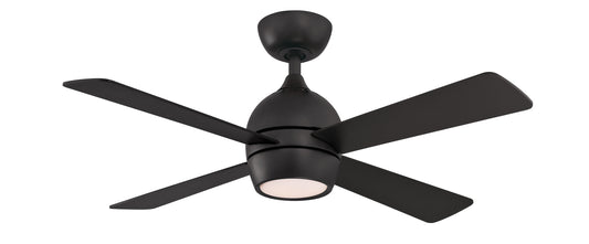 Fanimation Kwad 44-in Integrated LED Black with Black Blades Ceiling Fan With Light - Remote Included ( 4 -Blade )