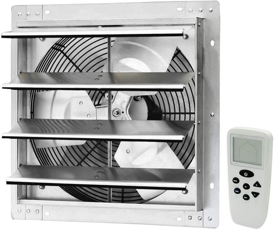 iLIVING Smart Remote Shutter Exhaust Fan 16-in Indoor Silver Wall Mounted Fan ILG8SF16VC