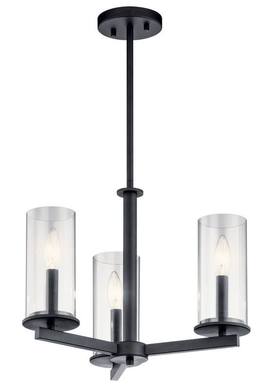 Kichler Crosby 3 -Light Black Modern/contemporary For Use in Bedrooms, Dining Rooms, Foyers, Kitchens, Living Rooms Chandelier 2416109
