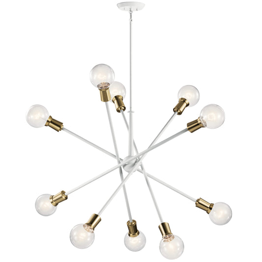 Kichler Armstrong 10 -Light White Mid-century For Use in Bedrooms, Dining Rooms, Foyers, Kitchens, Living Rooms Chandelier 2416134