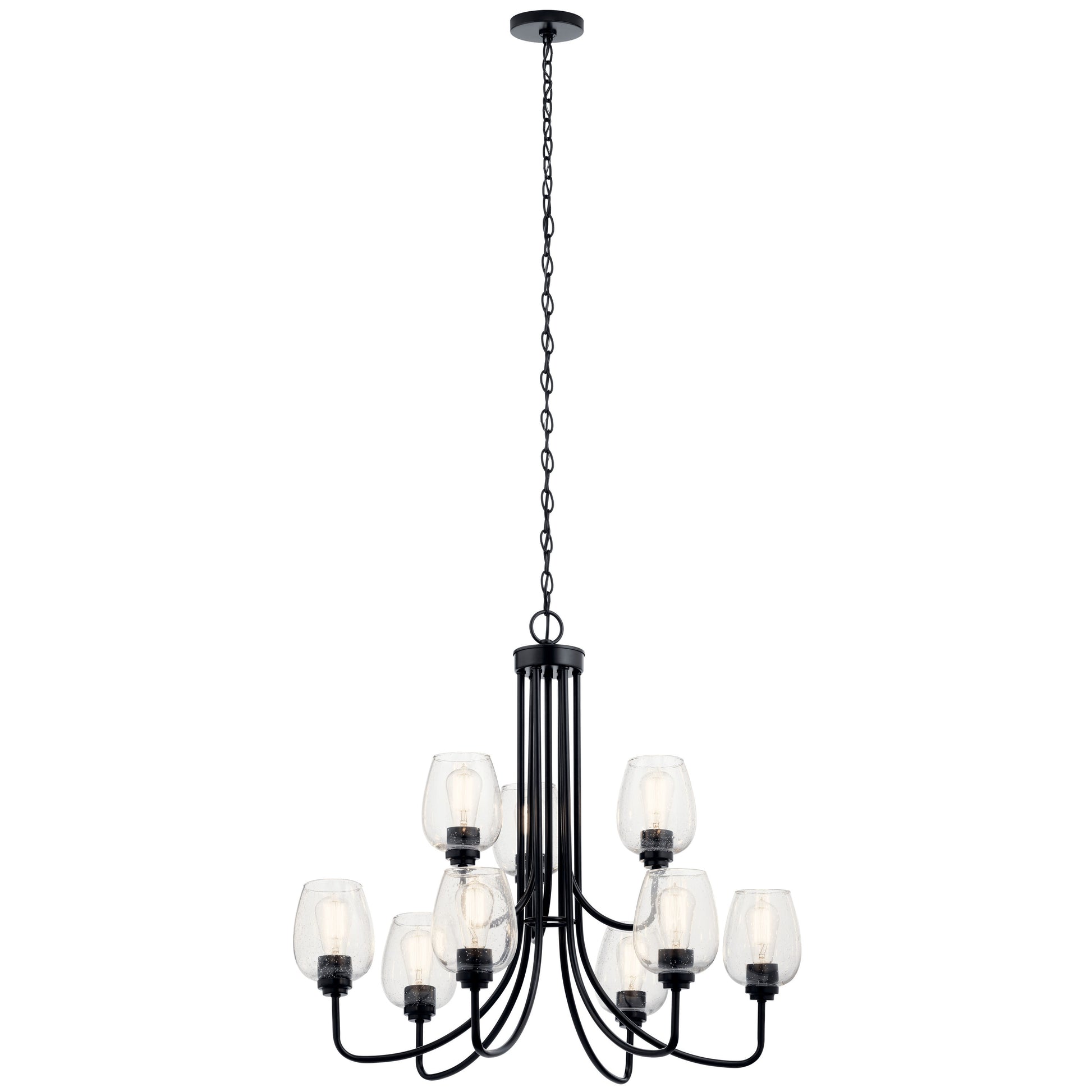 Kichler Valserrano 9 -Light Black Traditional For Use in Bedrooms, Dining Rooms, Foyers, Kitchens, Living Rooms Chandelier 2416129