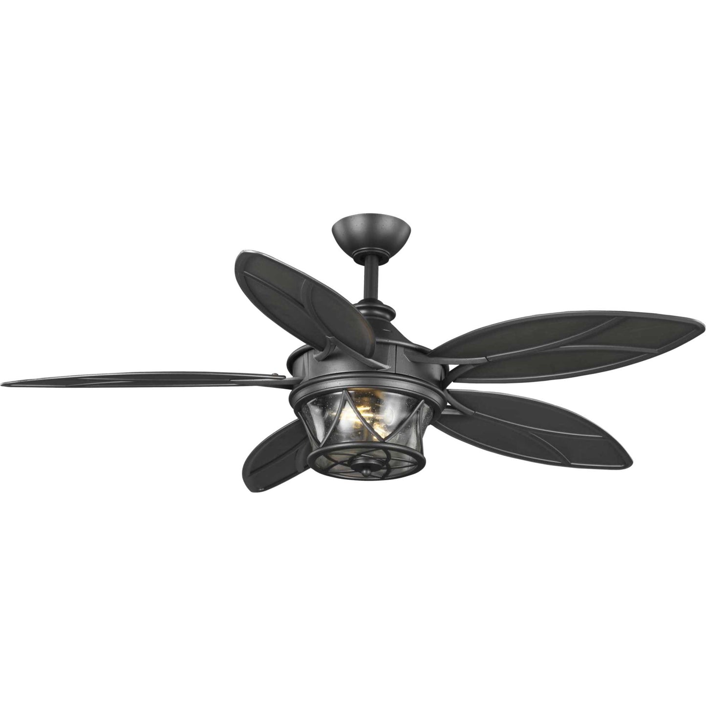 Progress Lighting Alfresco 54-in Outdoor Blistered Iron with Pewter Blades Ceiling Fan With Light - Remote Included ( 5 -Blade ) 2467267