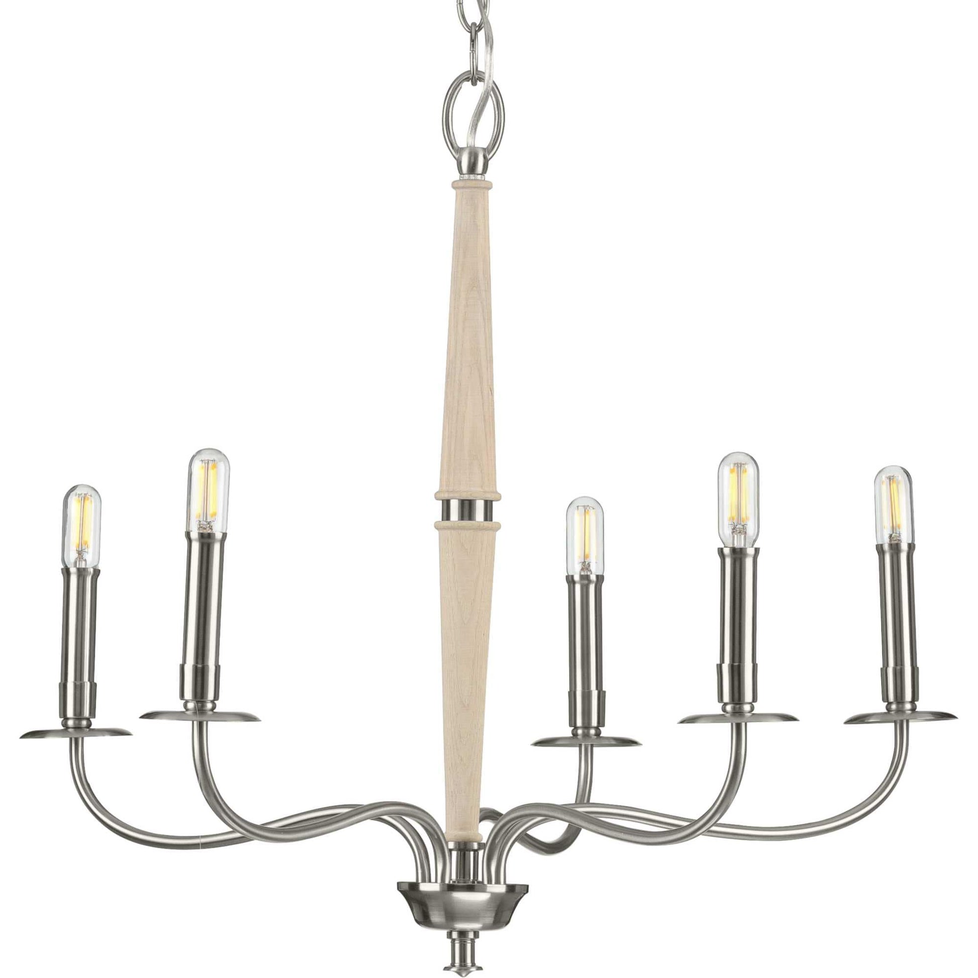 Progress Lighting Durrell 5 -Light Brushed Nickel Coastal For Use in Bedrooms, Dining Rooms, Foyers, Kitchens, Living Rooms Chandelier 2467464