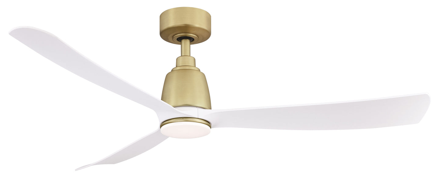 Fanimation Kute 52-in Brushed Satin Brass with Matte White Blades Color-changing Integrated LED Indoor/Outdoor Smart Propeller Ceiling Fan with Light and Remote (3-Blade) FPD8534BS-LK