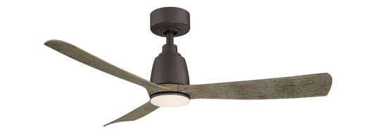 Fanimation Kute 44-in Matte Greige with Weathered Wood Blades Color-changing Integrated LED Indoor/Outdoor Smart Propeller Ceiling Fan with Light and Remote (3-Blade) FPD8547GR-LK